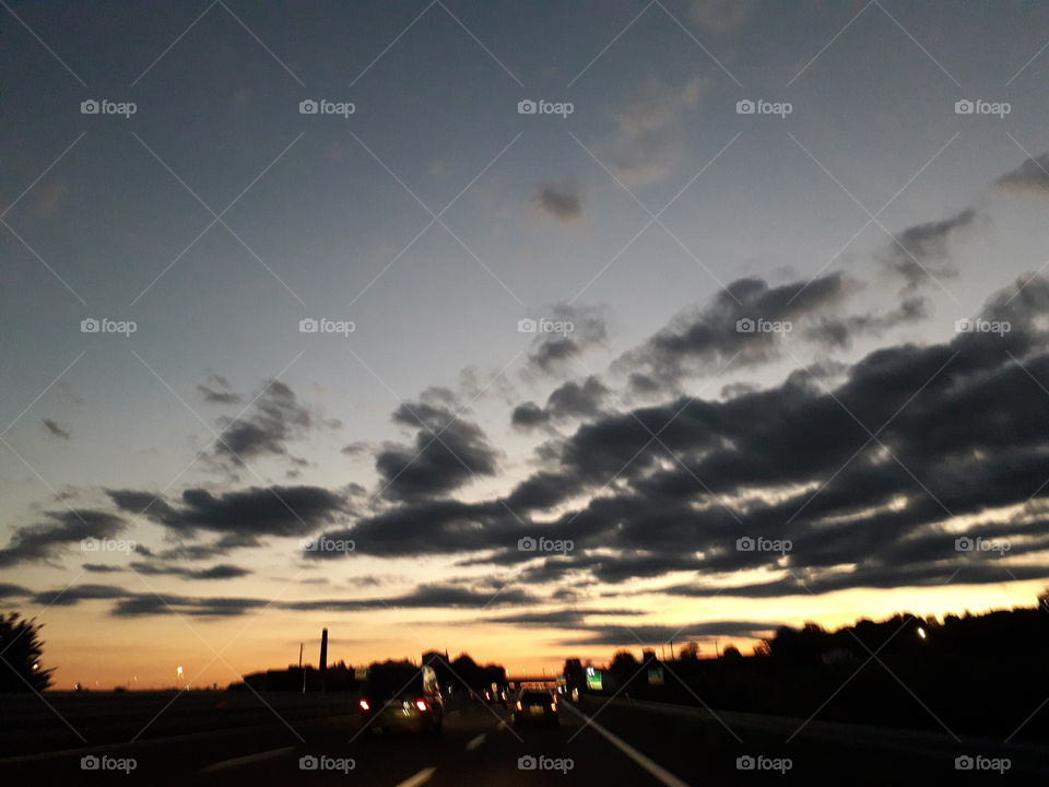 sunset on the highway