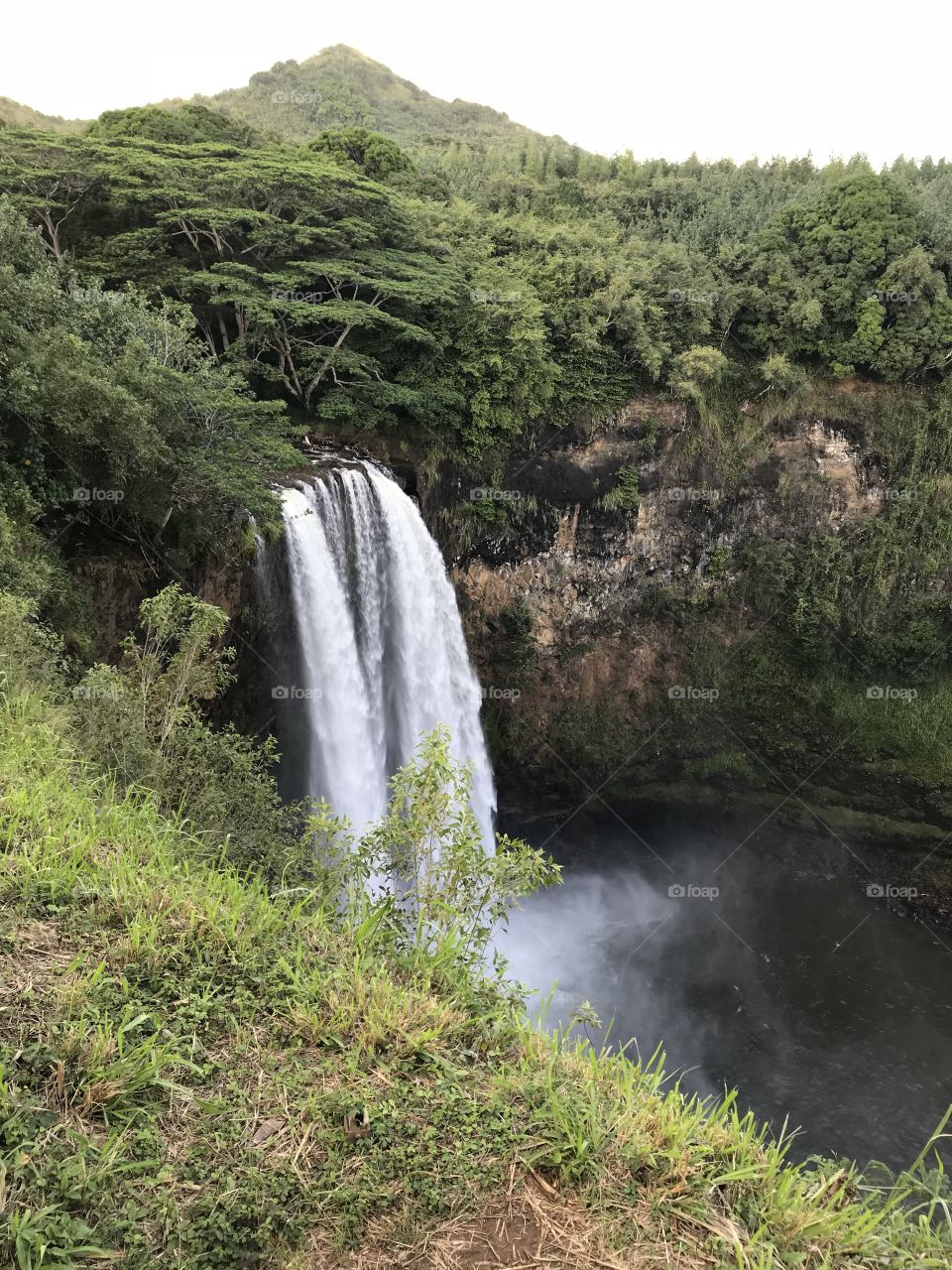 Gorgeous waterfall on Kauai island in Hawaii 