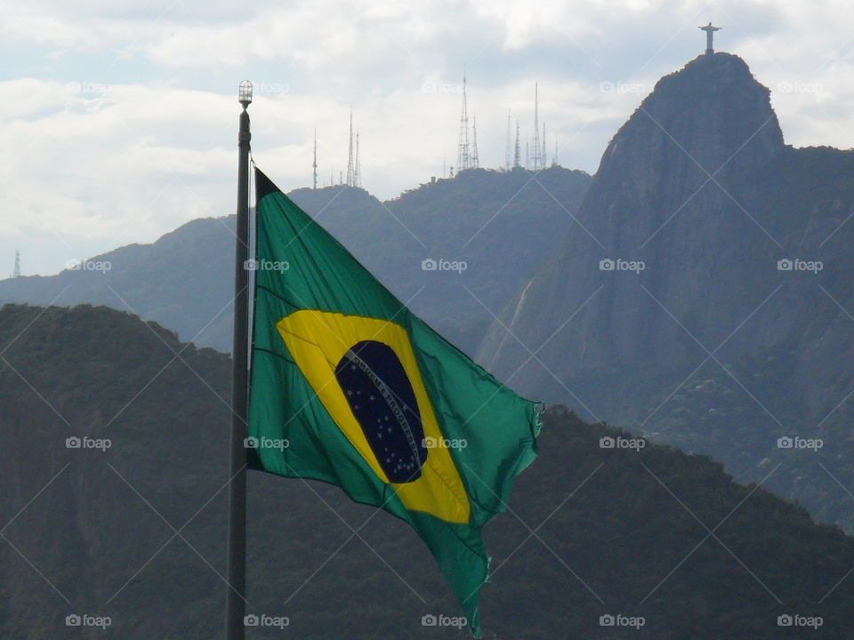 Brazilian Flag. Brazilian Flag with sugar loaf