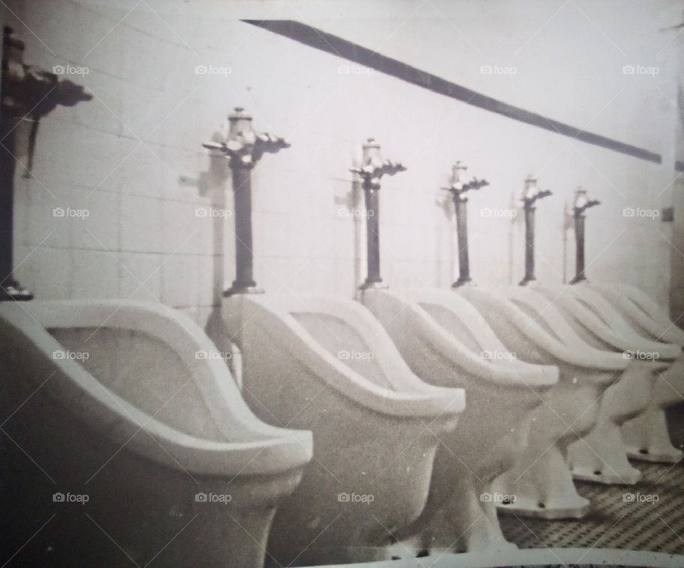 Moscow restroom in the 1960s.  My father, who was a research scientist, had a good eye.  He is gone, and his art is now mine.  What a loss!  Nice pic, Dad!