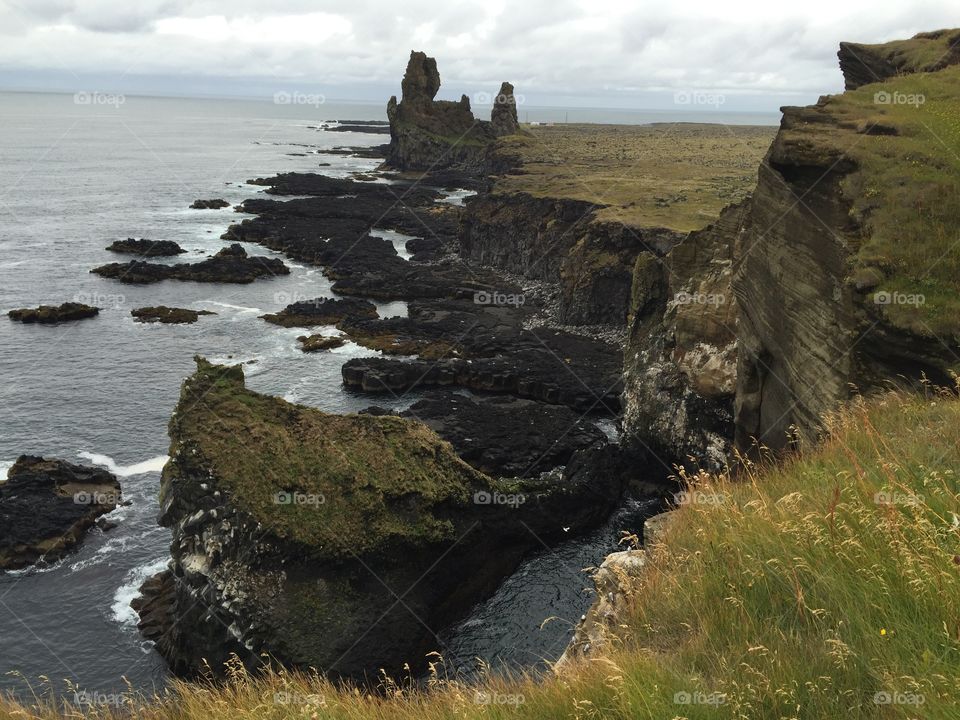 Cliffs over the Atlantic on Iceland's southeastern coast