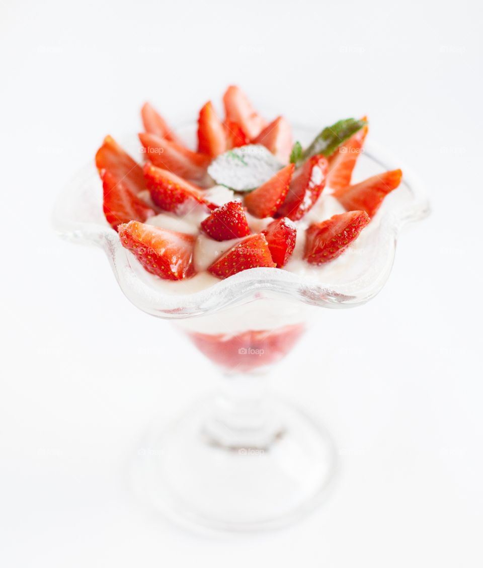 Strawberry with cream. Dessert