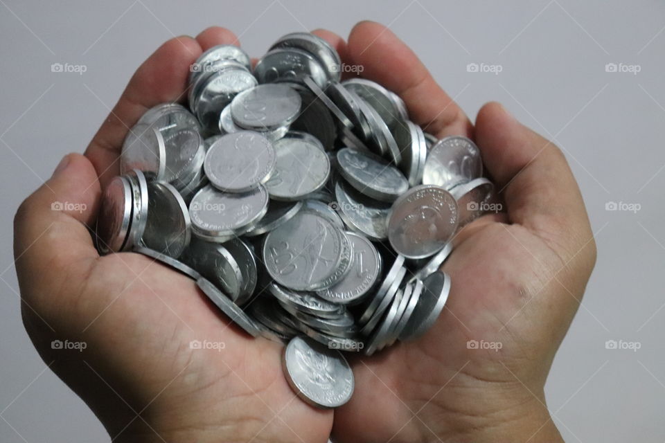 coins on your hand