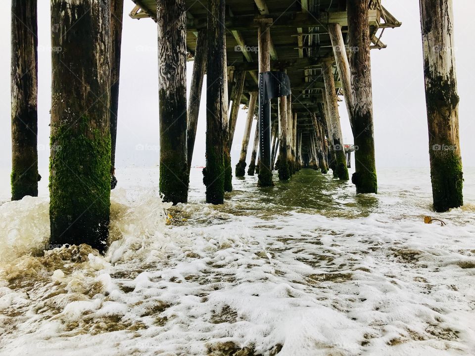 Bubbles and splash under the bridge 