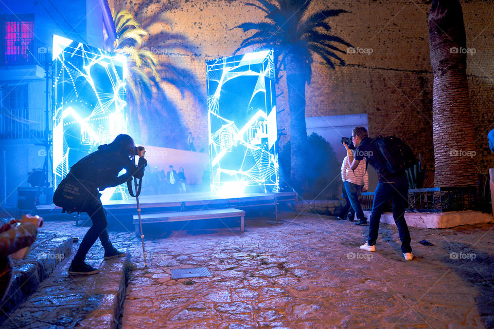 Photographers in action at light festival ibiza