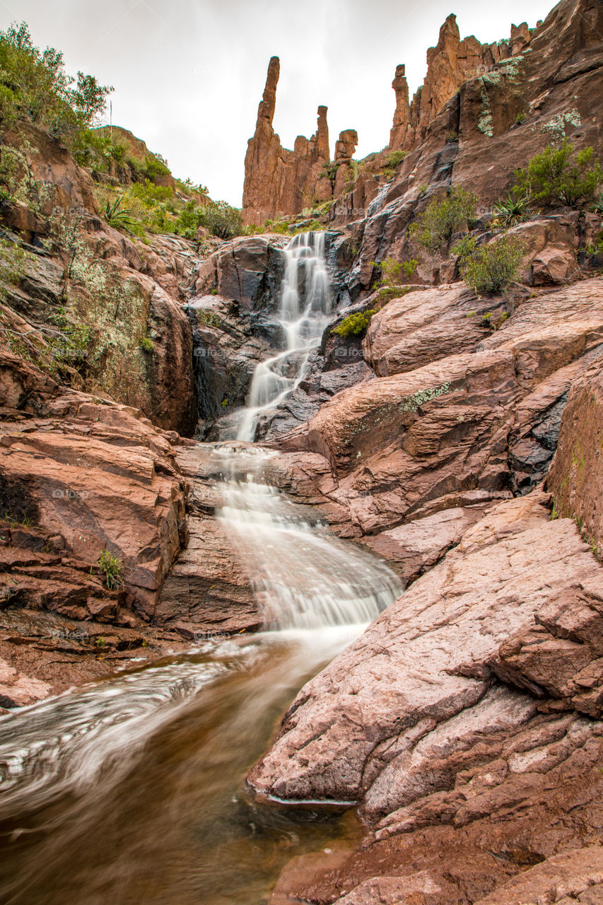 A beautiful long exposure shot capturing one of Arizona's many waterfalls