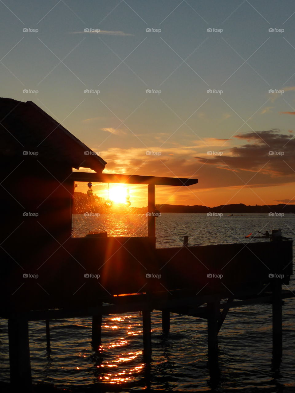 Sunset seen through a fishing net