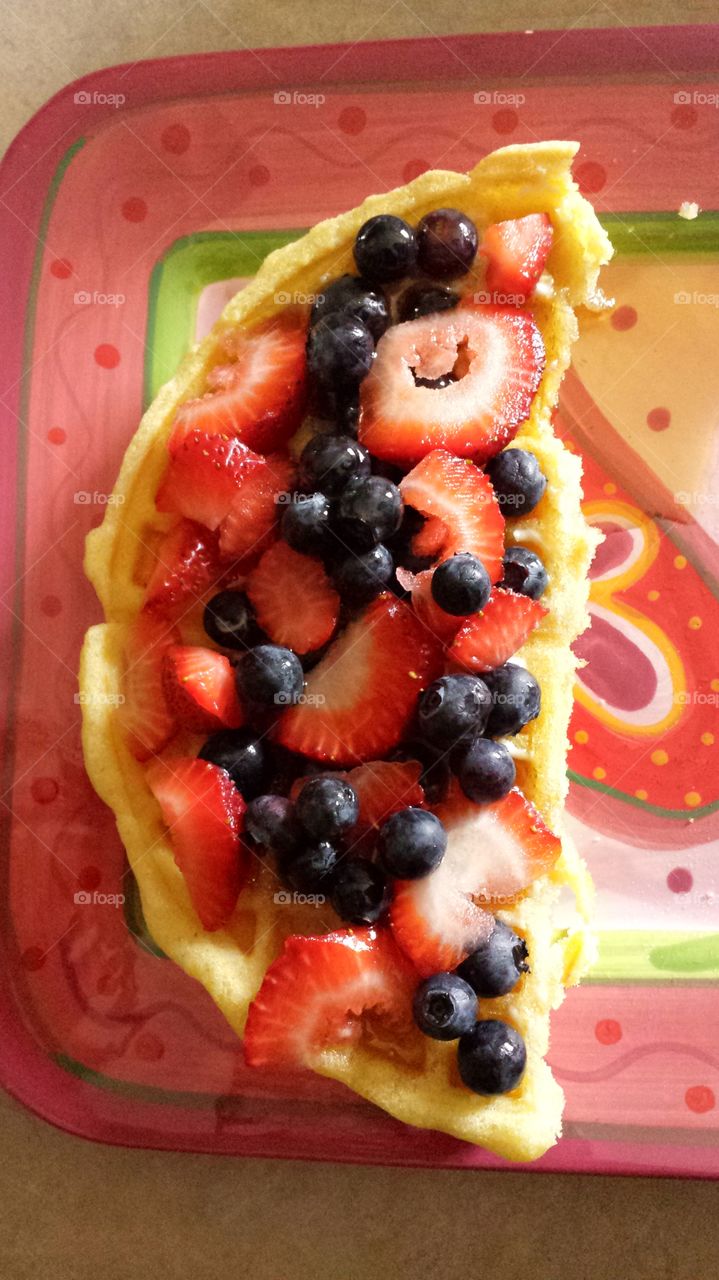 Berry yummy waffle breakfast