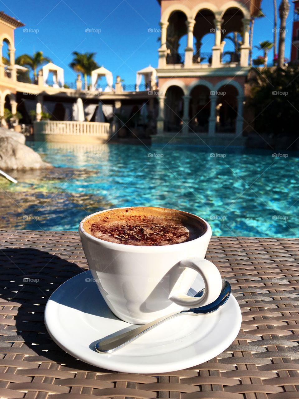 Pool side cappuccino. 
