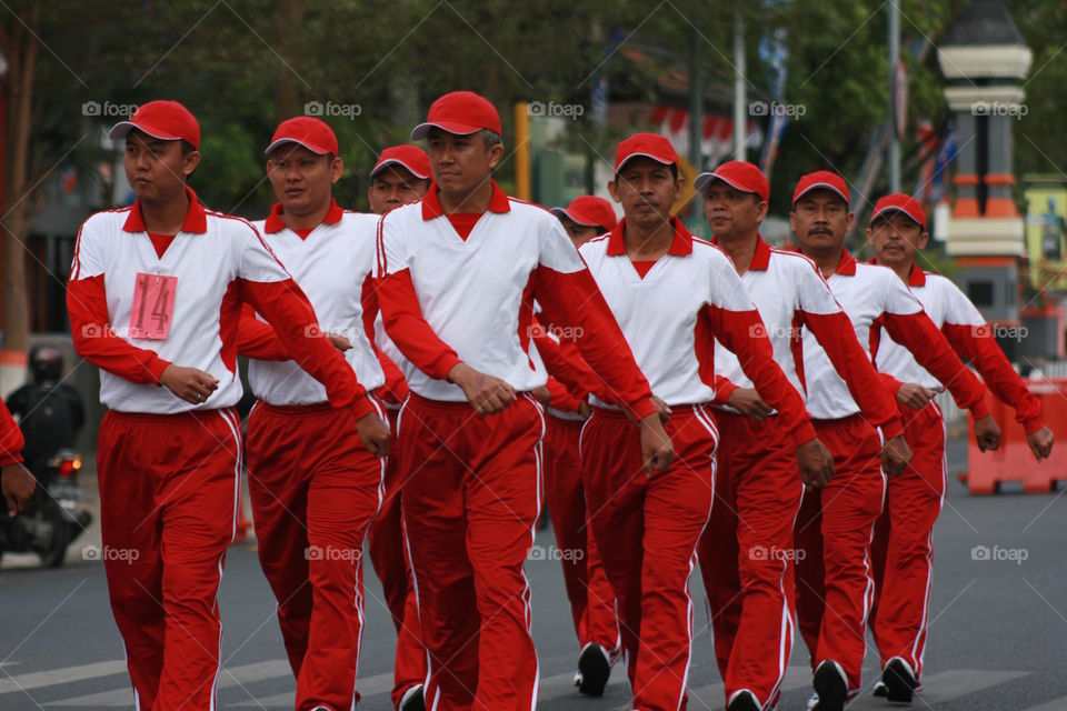 walking sport in the morning, indonesia