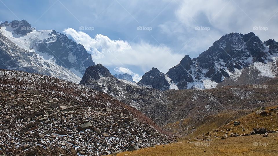Almaty mountain peaks and glacier