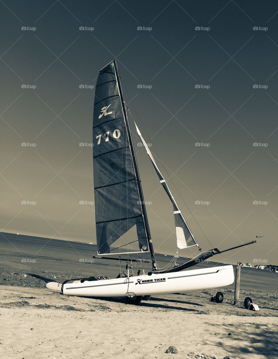 Sailing Yacht Beached On The Sand