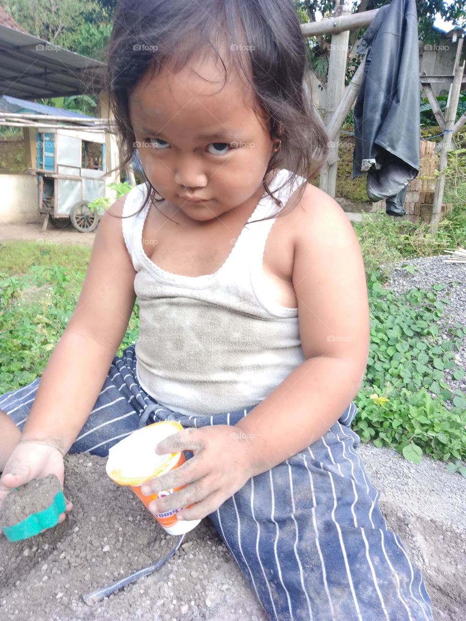 child playing with funny expression