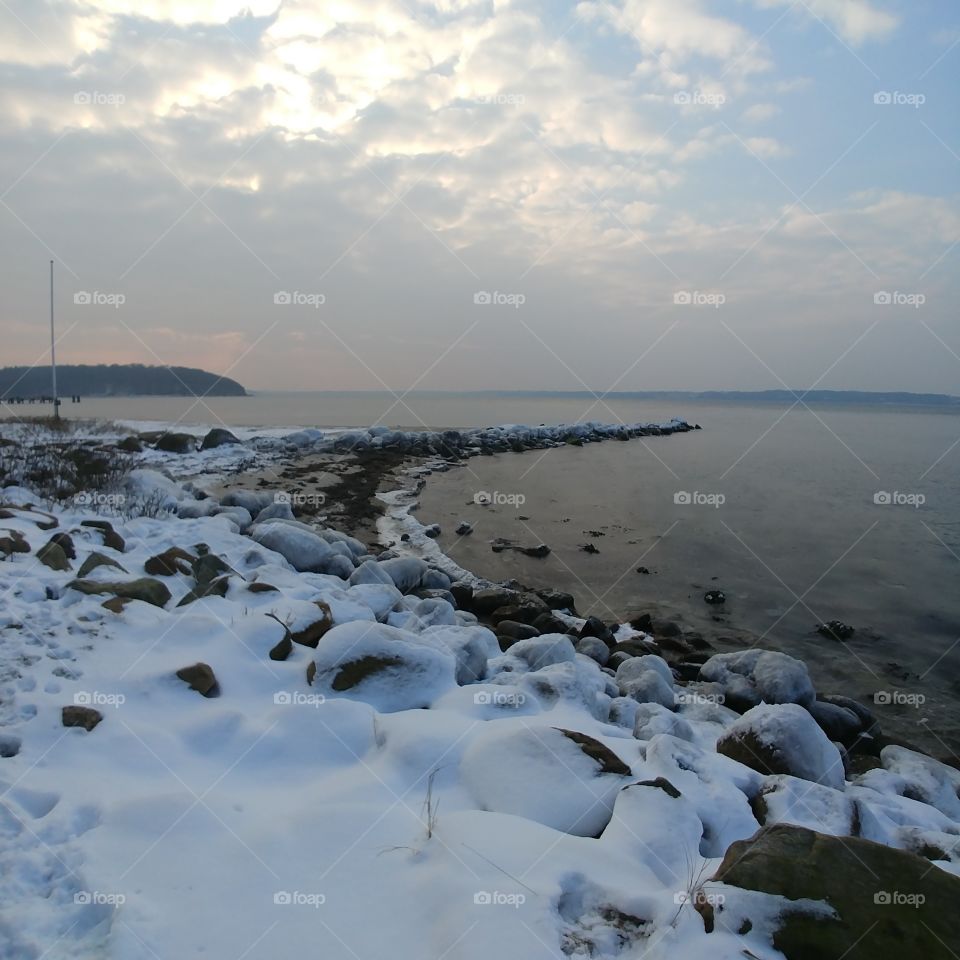 Strand Winter Schnee kalt