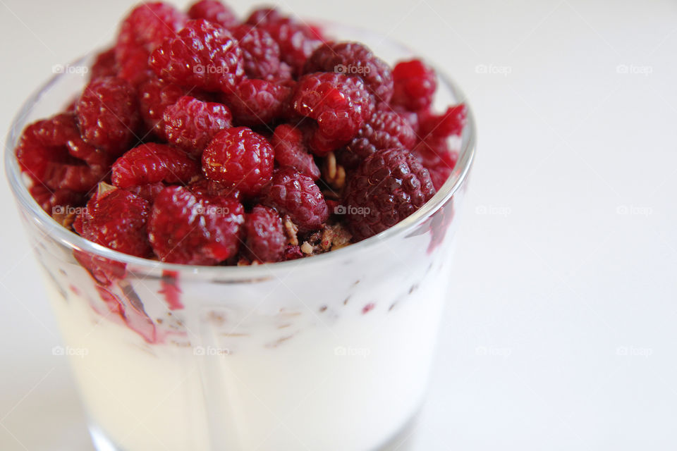 Raspberry with yogurt