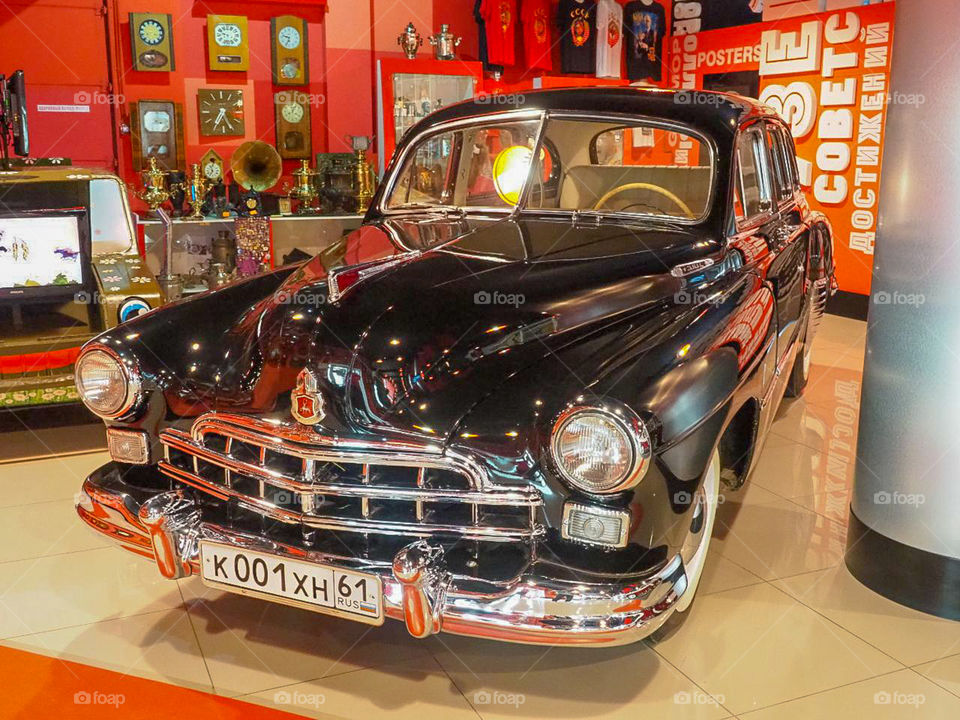 Retro car in good condition at the exhibition