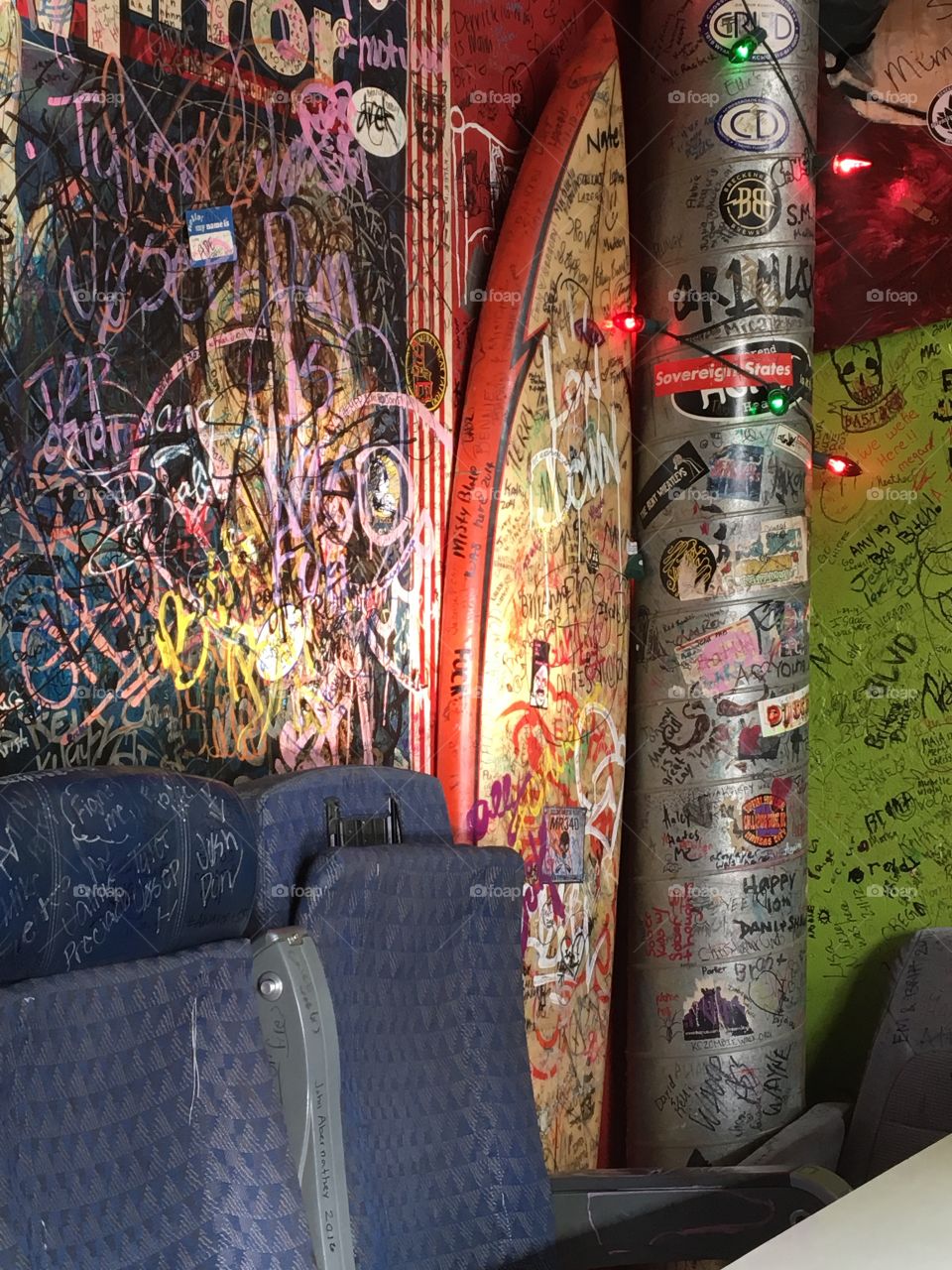 Graffiti Walls and Airplane Seats