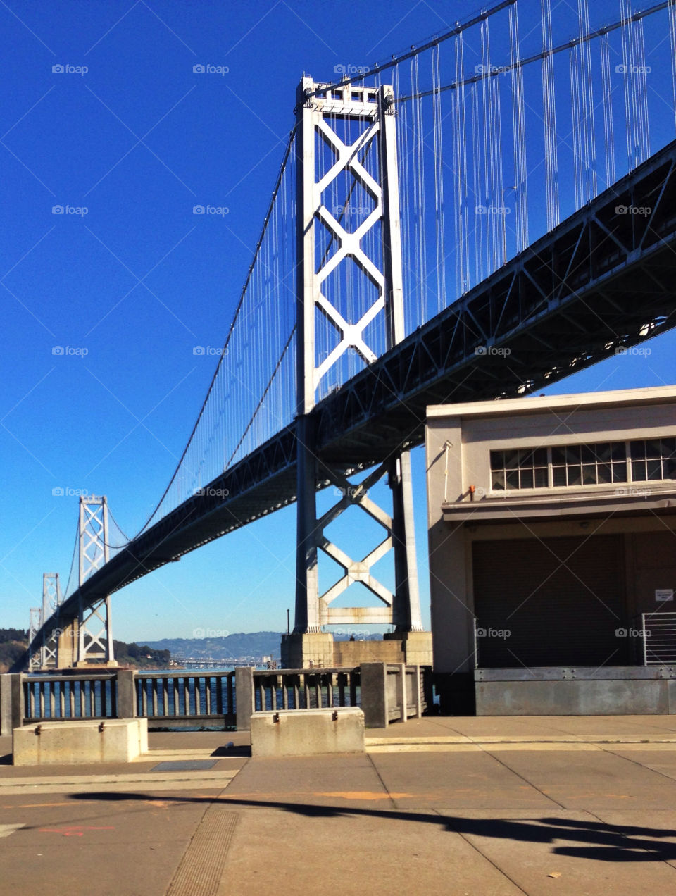 San Francisco Bay Bridge in sunlight