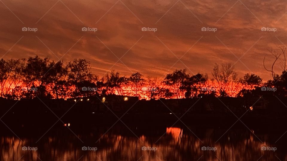 Overcast sky’s now cover the spot showcased by an evening of color. The Horizon is truly on fire from the evening of color. 
