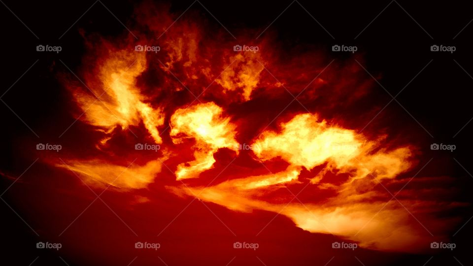 Inferno of  flaming clouds