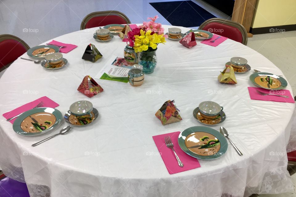 Table setup for tea.