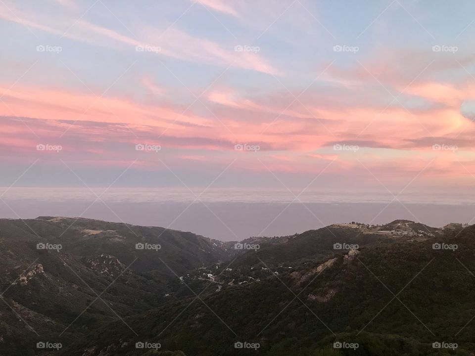 Gorgeous sunset Mailbu mountains, California
