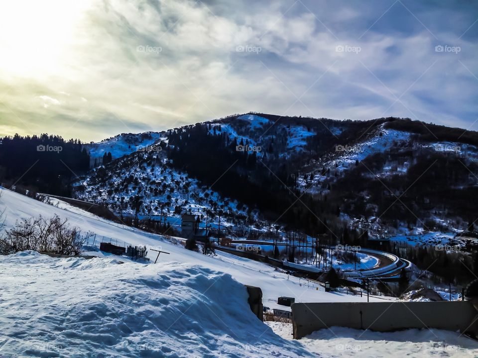 Sunny skies on the Olympic mountain top 