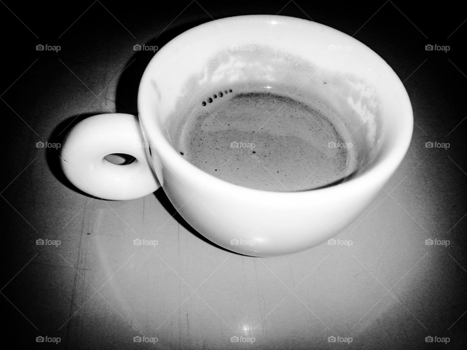 cup of italian espresso coffee b/w