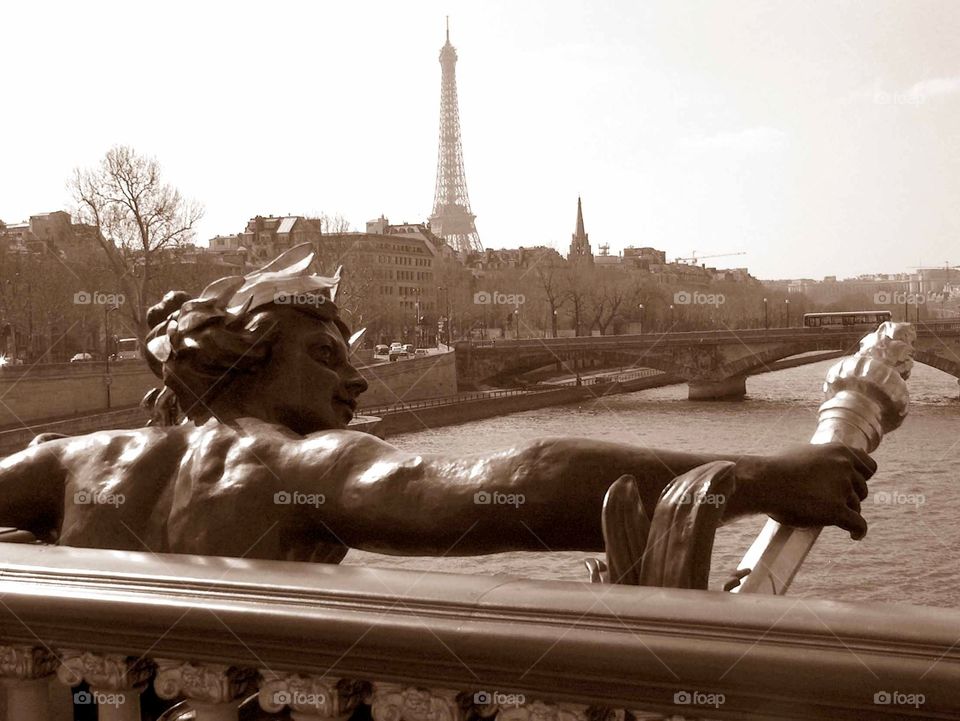 Paris view. Paris view from the Pont Alexandre III bridge