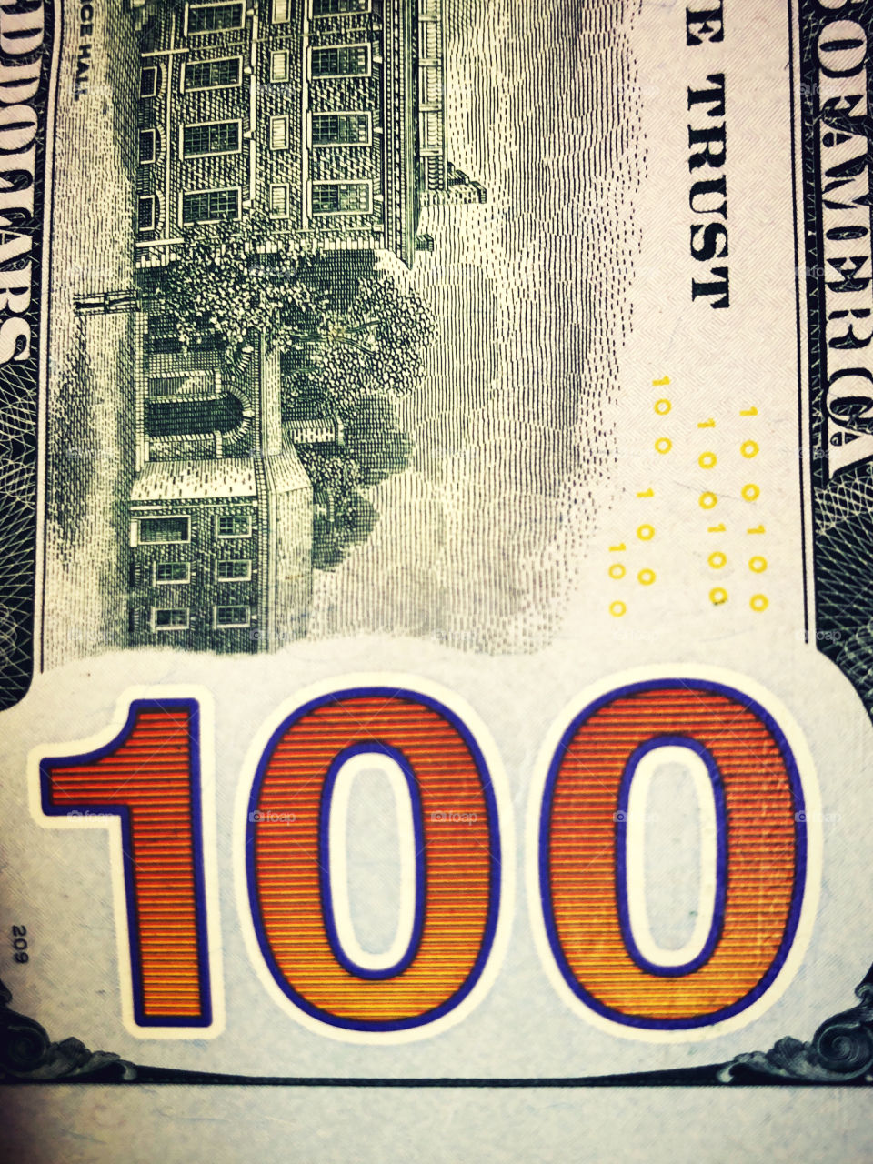 Hundred dollar bill up close