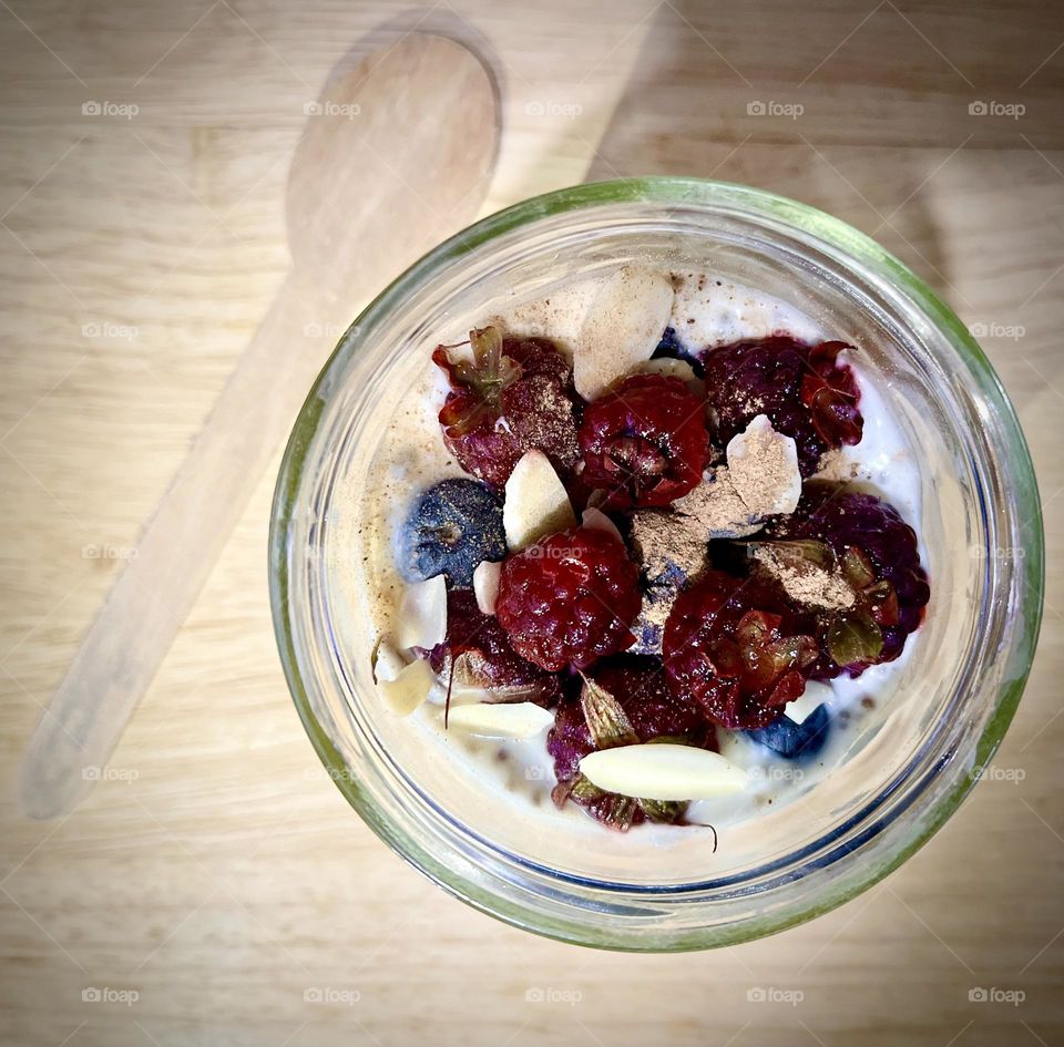 Glass with some fruit 