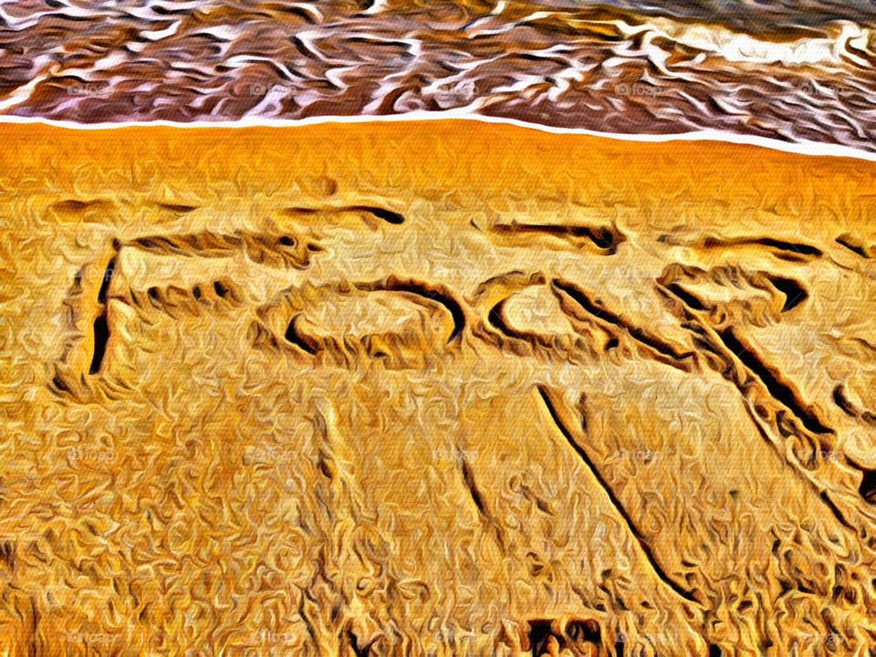 Foap written in the sand