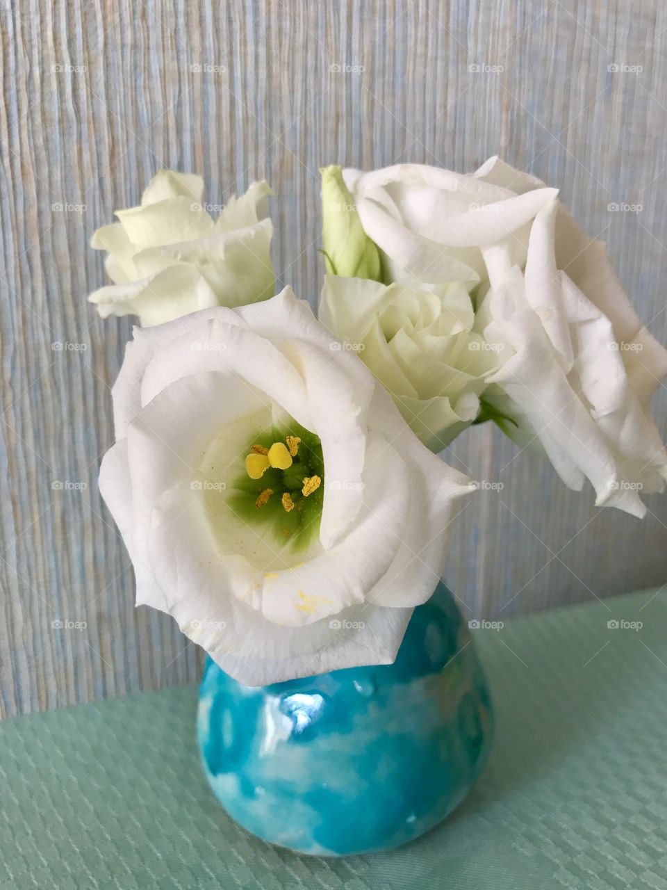 Flowers in blue vase 