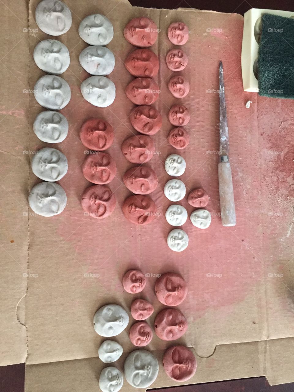 Tiny ceramic faces 
