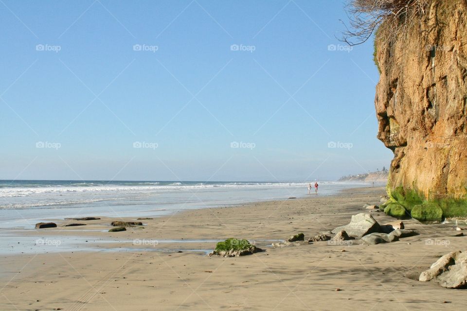 Walk on the cliff beach