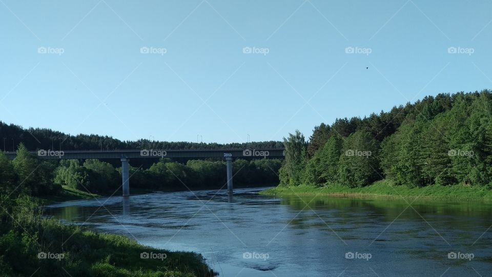 Beatiful bridge of Alytus over river of Nemunas