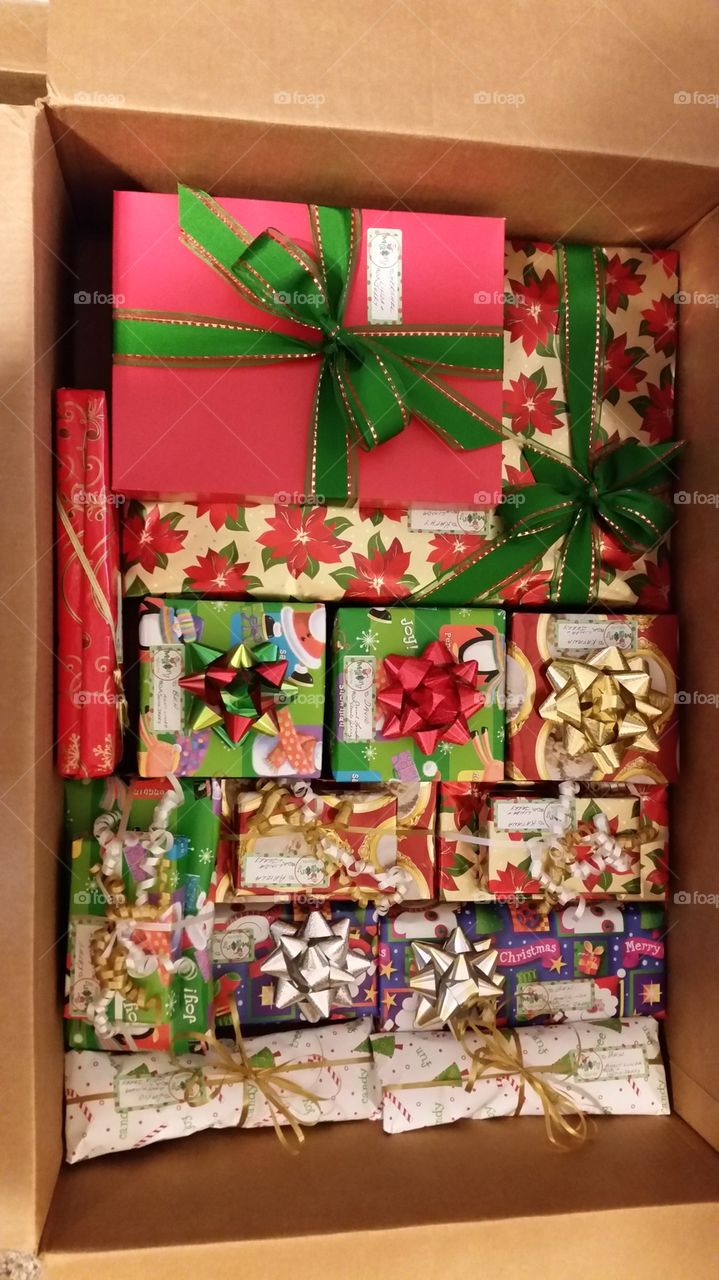 Christmas Presents ready for mailing 