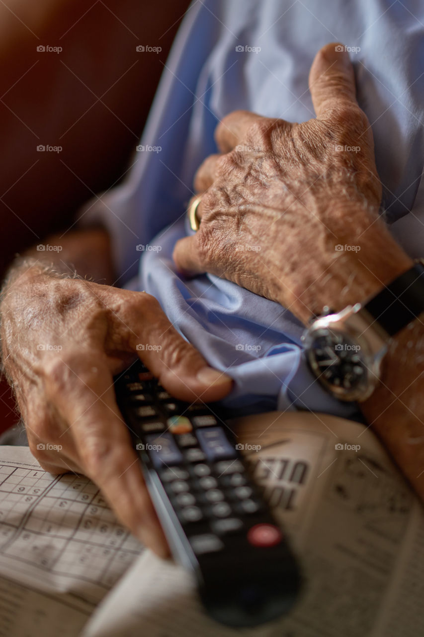 Aging Hands with a remote control