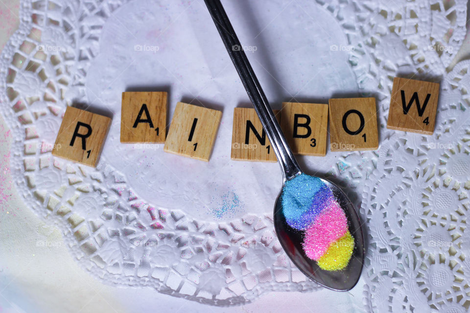 rainbow glitter spoon kawaii