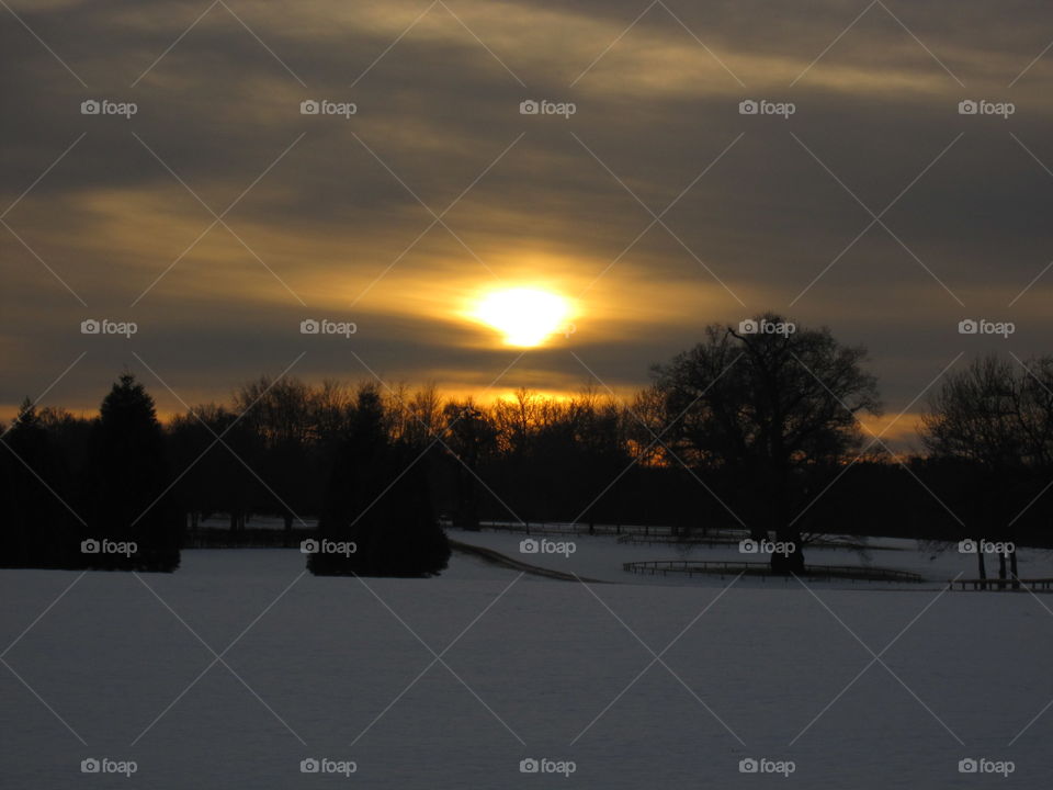 Sunset, Dawn, Landscape, Winter, Evening