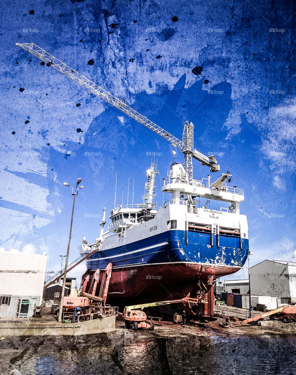Ship repaired in shipyard 