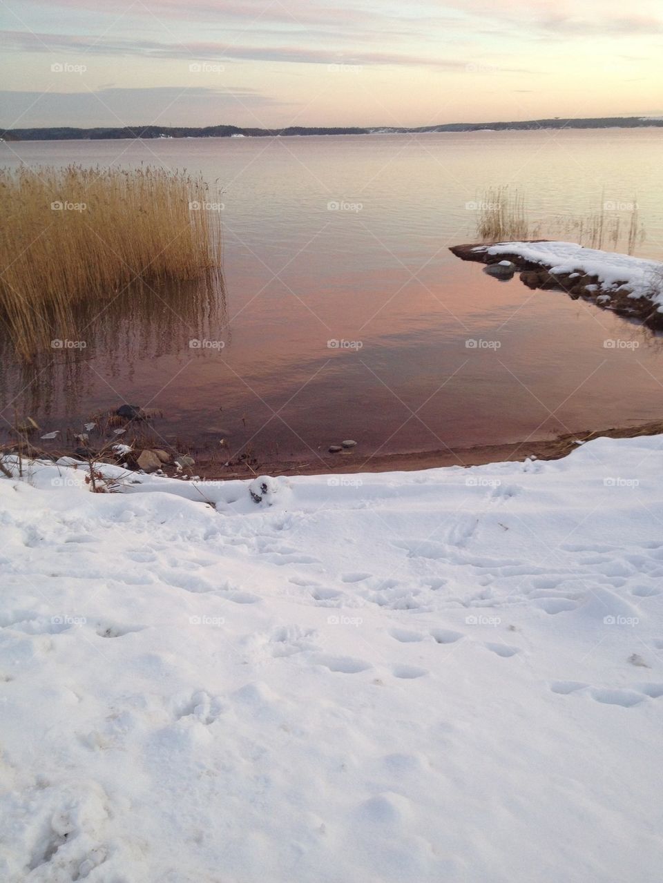 Strand i snö