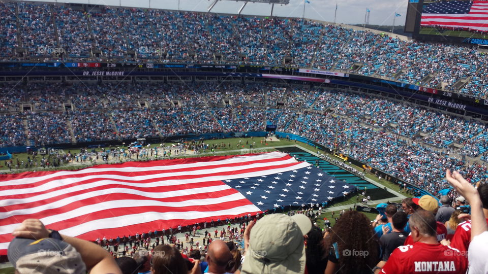 National Anthem and the flag at Bank of America Stadium