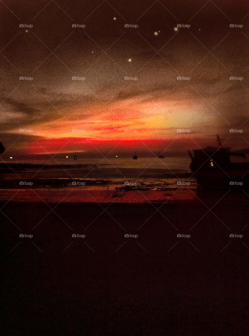 sky sunset sea stars by ida.arnkvist