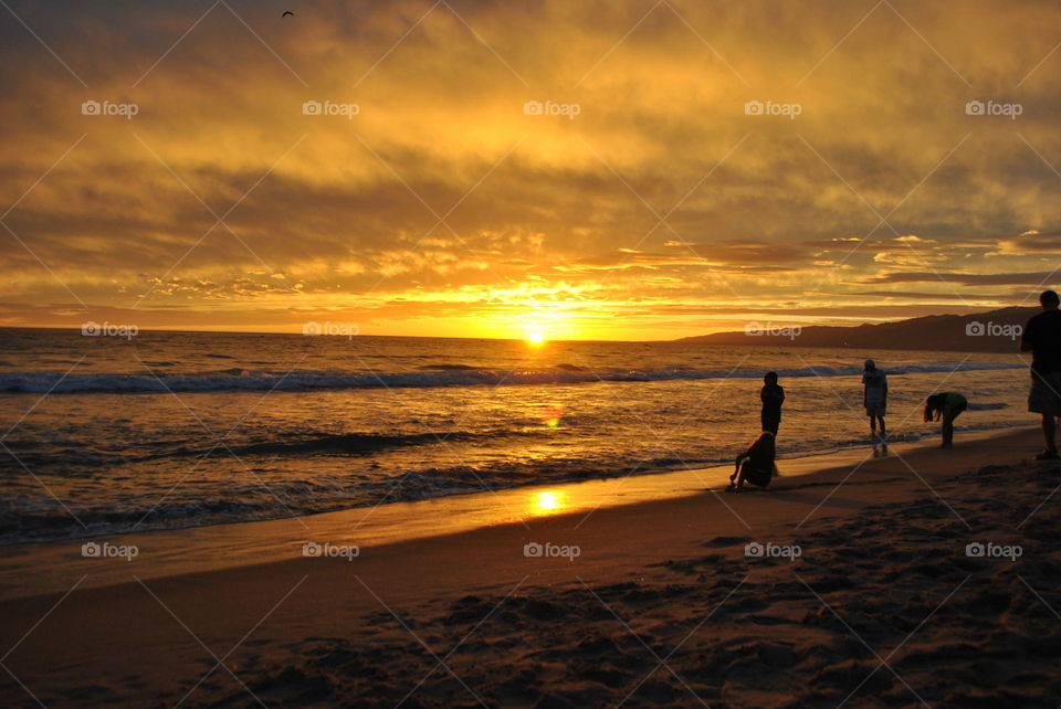 Sunset at Santa Monica beach