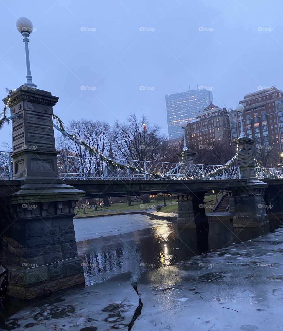 Bridge over icy water