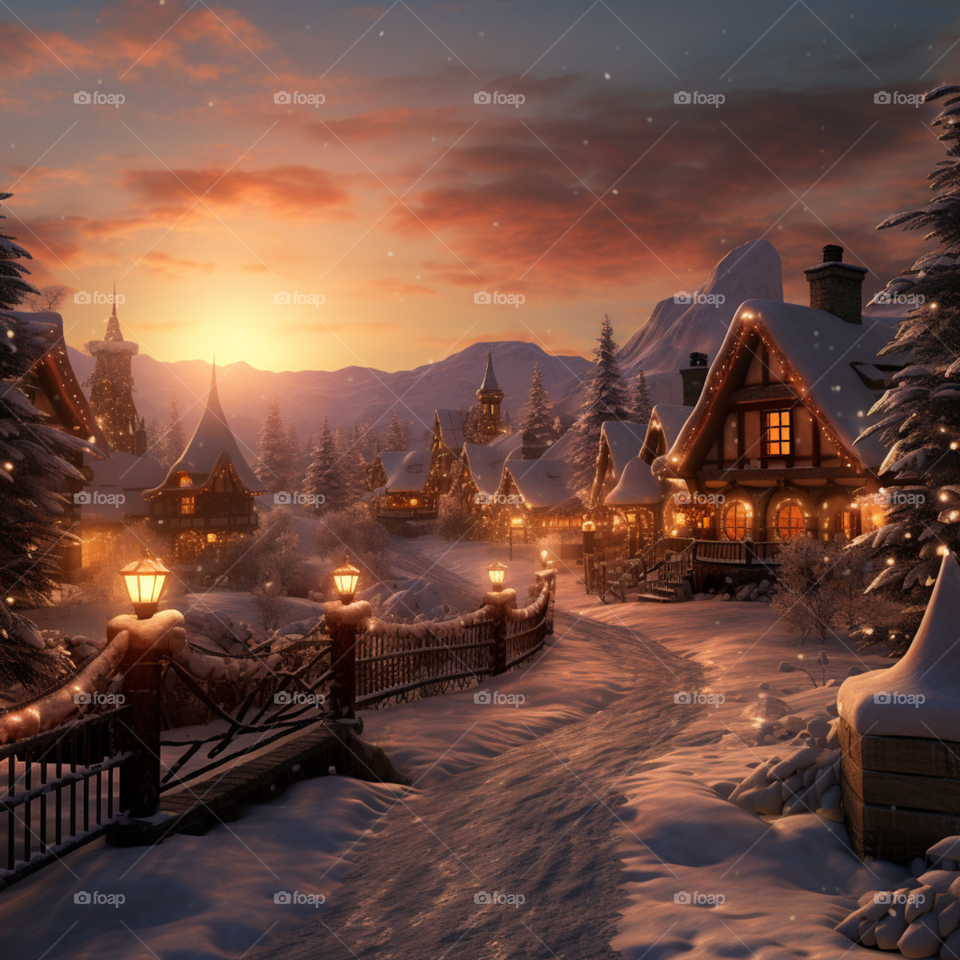 late afternoon image of a city on ice