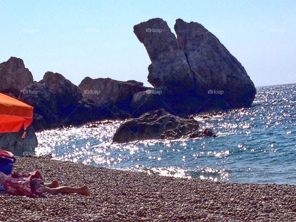 sunny sea rocks greece by grhxry