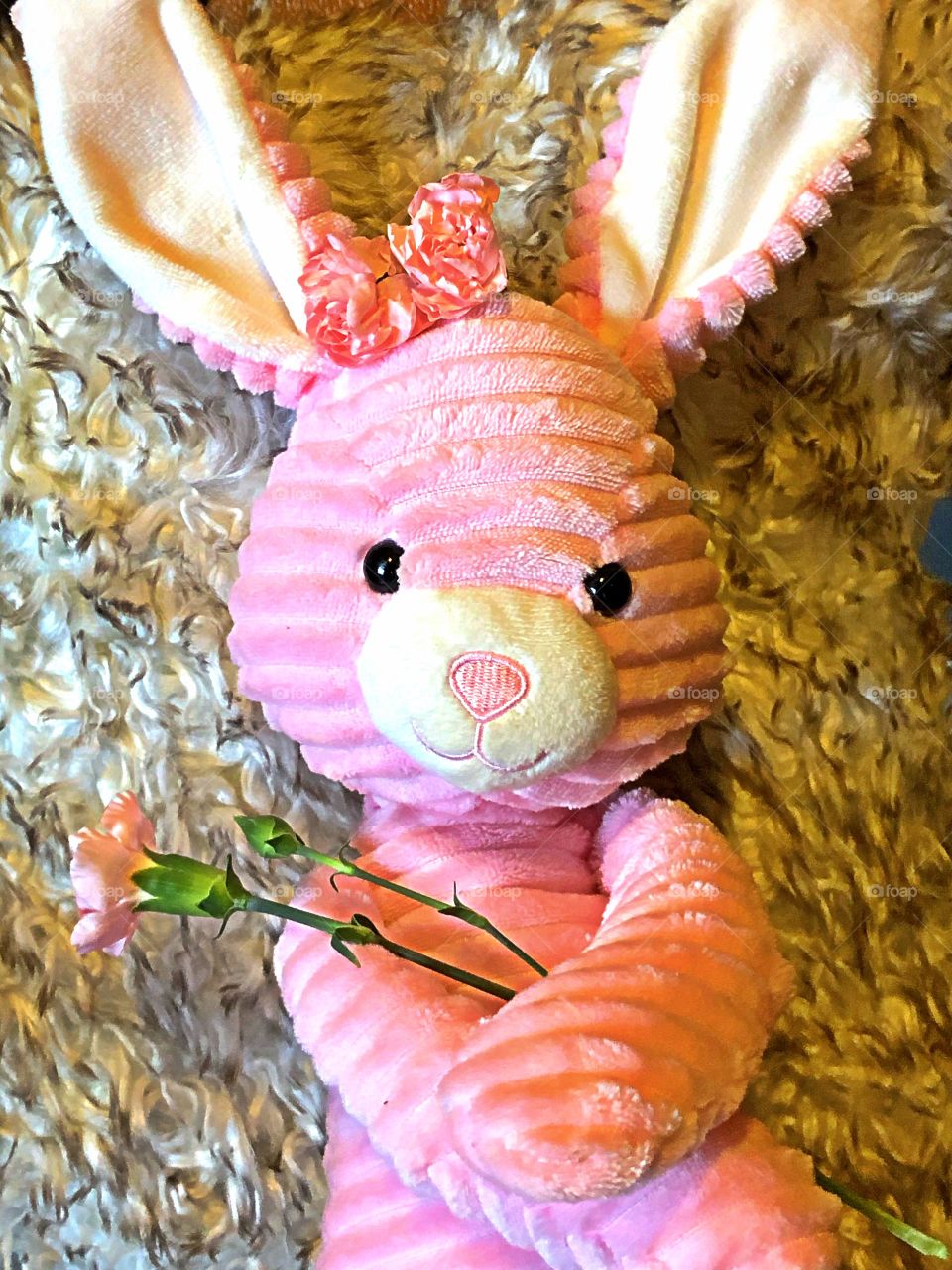 Pink bunny with flower