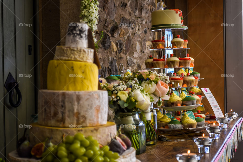 wedding cheese cake. stack of cheese for a twist on a wedding cake